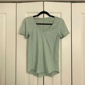 Mint green striped lululemon t-shirt